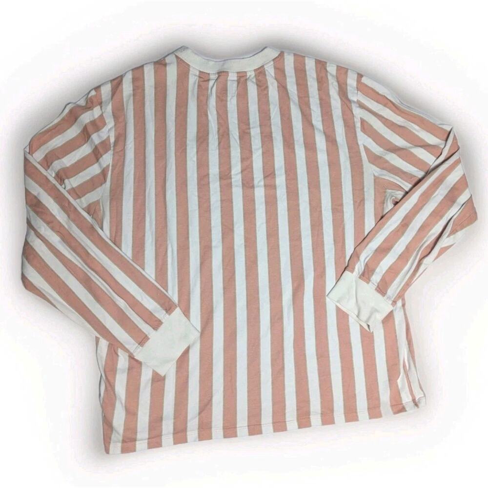 Guess Los Angeles Retro Pink White Striped Long Sleeve Shirt Unisex Mens Sz XL - Picture 2 of 8
